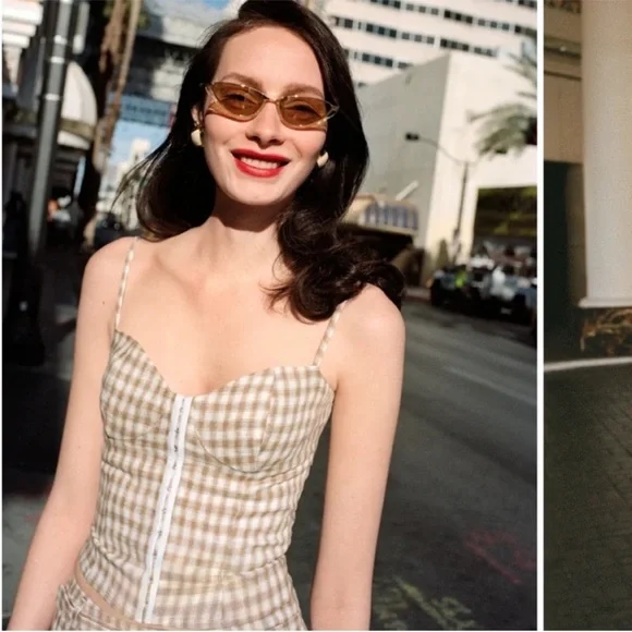 NWT • Reformation Christen Top in Dunes Check - Picture 1 of 7